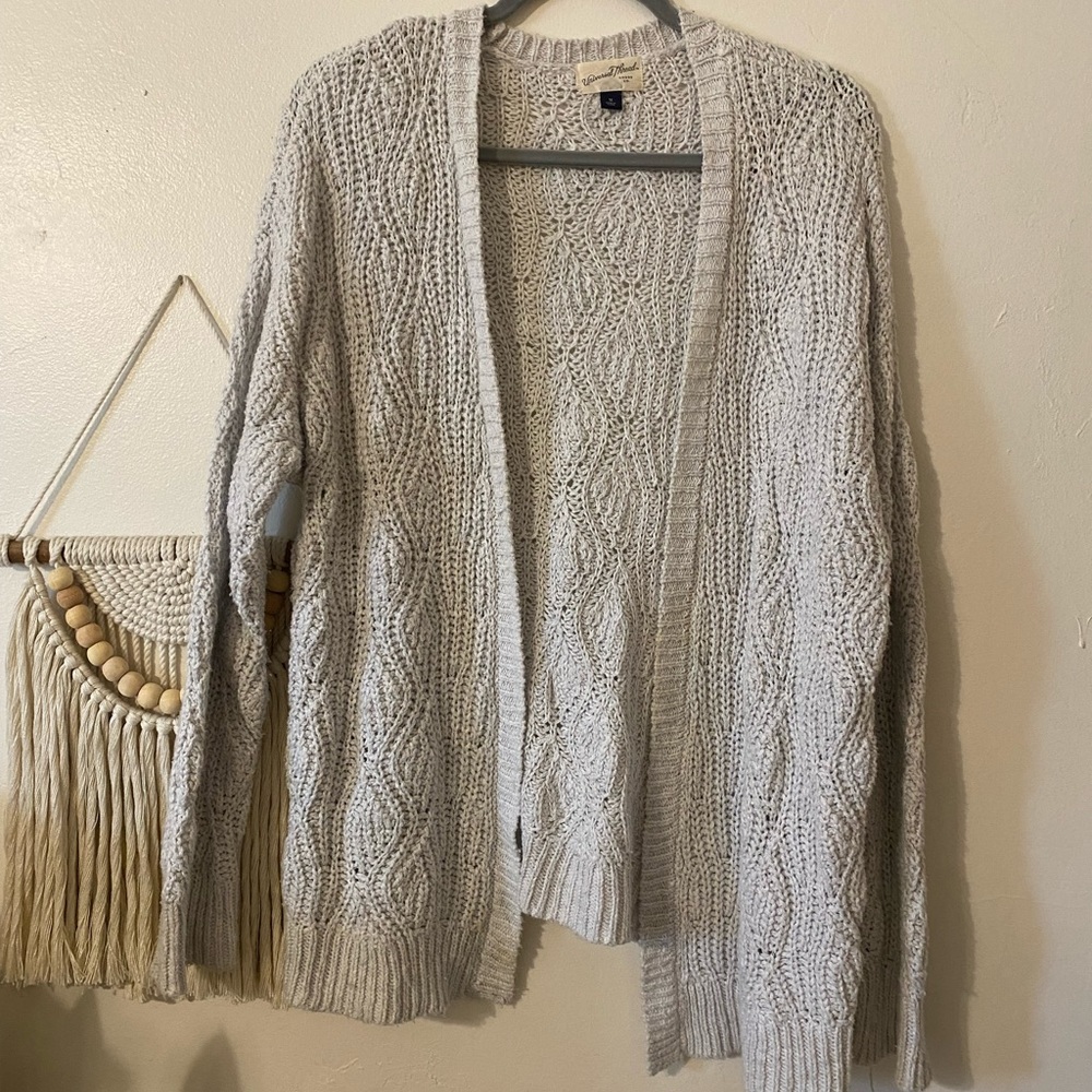 Universal Thread Light Gray Cable Knit Open Cardigan